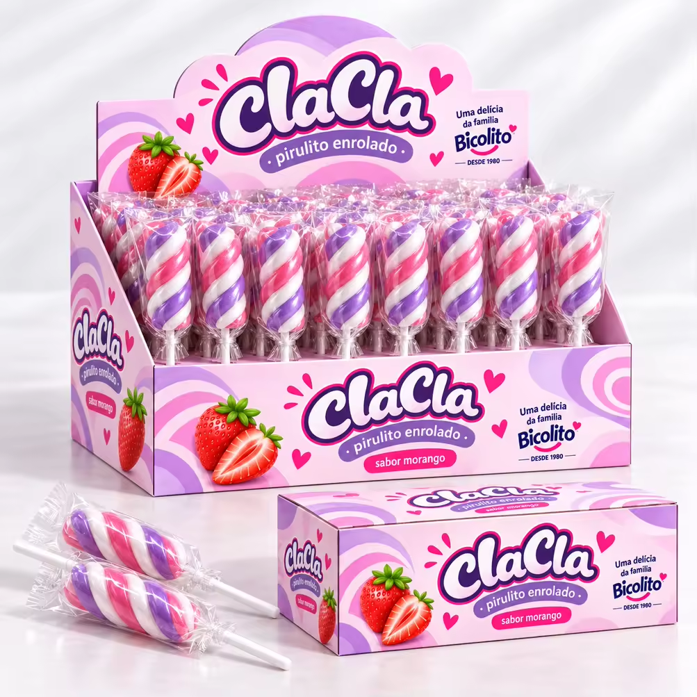 Custom POP lollipop retail display box with open bin front and raised printed header Custom POP lollipop retail display box with open bin front and raised printed header