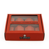 Custom Red Flip‑Lid Hot Sauce Gift Box With Dual Clear PET Window & 6‑Jar Insert