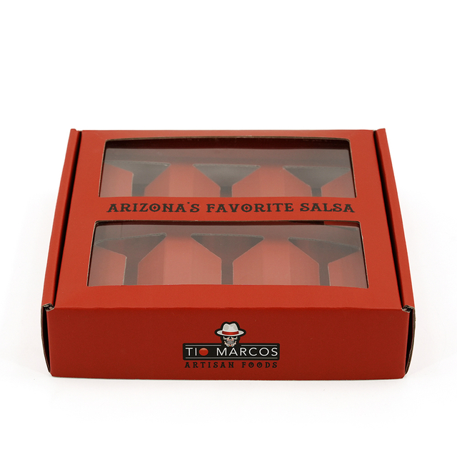 Custom Red Flip‑Lid Hot Sauce Gift Box With Dual Clear PET Window & 6‑Jar Insert