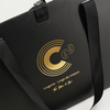 Custom Black Triangular Boutique Paper Bag with Gold Foil Logo