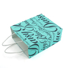 Custom Turquoise Paper Shopping Bag with All-Over Logo Print