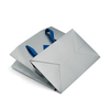 Custom Silver Metallic Paper Gift Bag with Blue Ribbon Handles