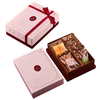 Custom Pink Lid & Base Rigid Snack Gift Box With Ribbon Bow and Divider Insert
