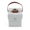 Custom White Rigid Panettone Box with PU Leather Carry Handle Wholesale