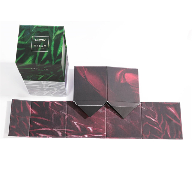 Flat Glue-Free Collapsible Rigid Tea Box for Square Tea Tin Outer Packaging