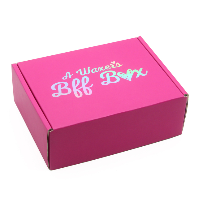 Hot Pink Auto-Lock Corrugated Mailer Box with Holographic Iridescent Interior Lining
