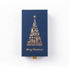 Navy Blue Slide Drawer Rigid Christmas Gift Box with Gold Foil Print