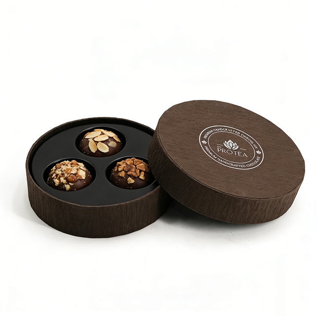 Round Rigid Chocolate Gift Box with Custom Logo