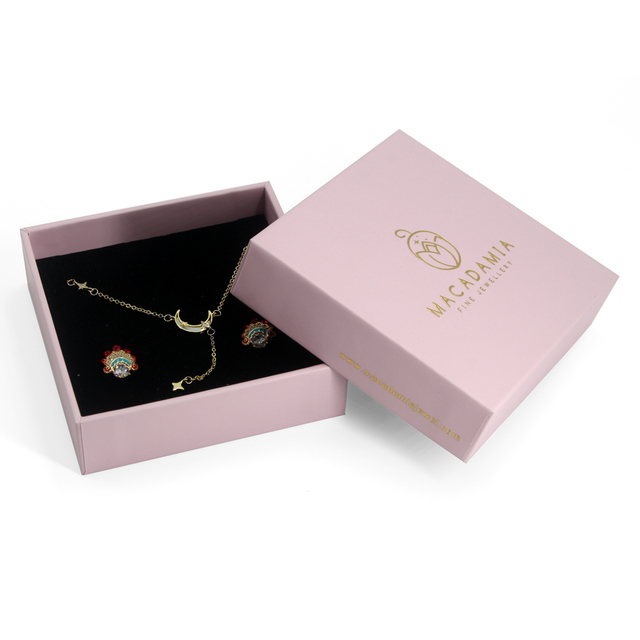 Custom Logo Pink Rigid Jewelry Box for Gift Set