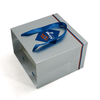 Custom Silver Metallic Paper Gift Bag with Blue Ribbon Handles