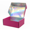 Hot Pink Auto-Lock Corrugated Mailer Box with Holographic Iridescent Interior Lining