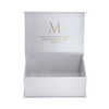 Shimmer Silver Magnetic Flip Rigid Gift Box with Custom Gold Hot Foil Brand Logo
