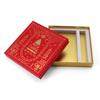 Red Gold Two-Tone Christmas Lid & Base Rigid Gift Box with Printed Satin Ribbon