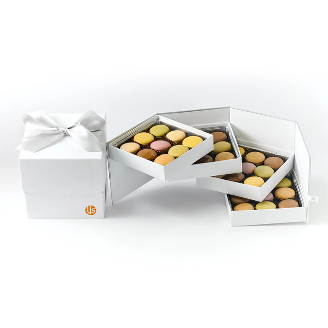 3-Tier Rotating Flip Magnetic Rigid Chocolate Gift Box with Divider Inserts