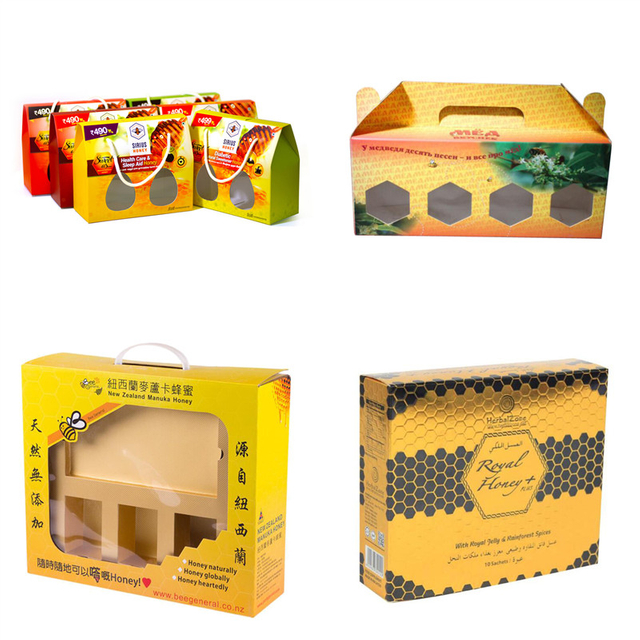 Custom Gable Top Foldable Honey Gift Box With Clear Window & Carry Handle