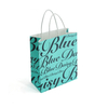 Custom Turquoise Paper Shopping Bag with All-Over Logo Print