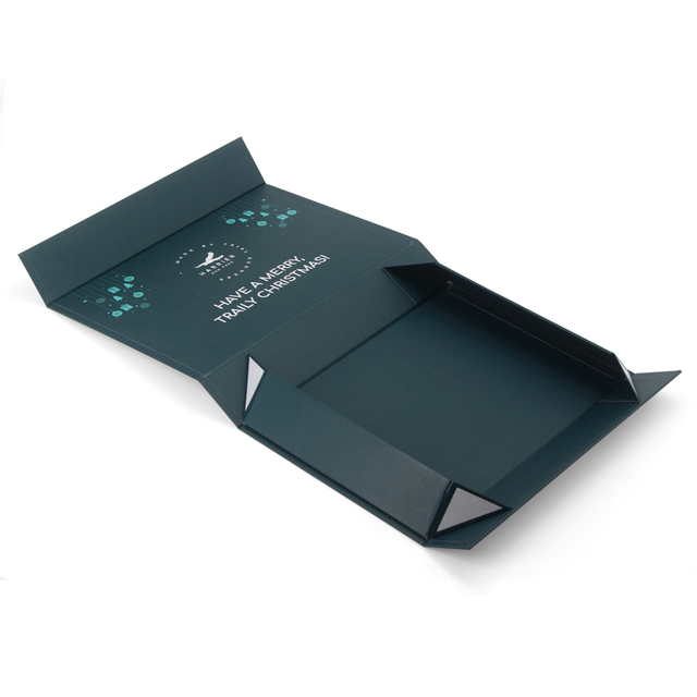 Custom Dark Green Fold Flat Magnetic Christmas Rigid Gift Box