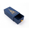 Navy Blue Slide Drawer Rigid Christmas Gift Box with Gold Foil Print