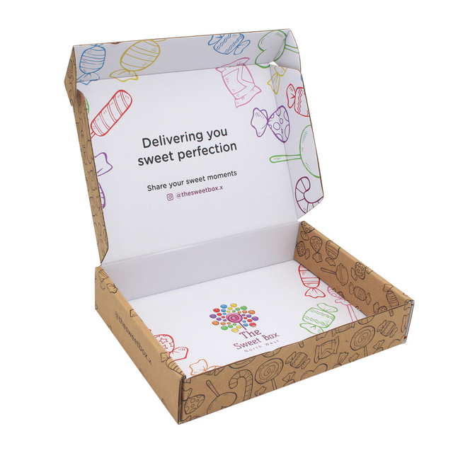 Custom Printed Kraft Candy Mailer Box with Full Inner Lid Printing