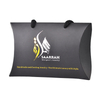 Matte Black & White Foldable Pillow Paper Gift Box with Custom Hot Foil Logo & Hang Holes