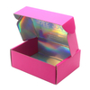 Hot Pink Auto-Lock Corrugated Mailer Box with Holographic Iridescent Interior Lining