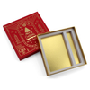 Red Gold Two-Tone Christmas Lid & Base Rigid Gift Box with Printed Satin Ribbon