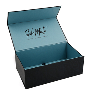 Collapsible Crocodile Embossed PU Flip Rigid Shoe Gift Box with Custom Gold Foil Script Logo