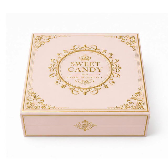 Pink Gold Foil Magnetic Flip Rigid Candy Gift Box 9 Grid Insert