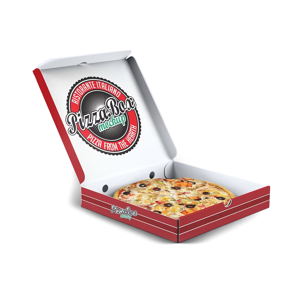 Custom Printed Corrugated Pizza Box with Checkerboard Full Color Print