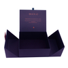 Matte Purple Double Door Magnetic Flip Rigid Gift Box with Embossed Rose Gold Metal Logo Plate