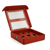 Custom Red Flip‑Lid Hot Sauce Gift Box With Dual Clear PET Window & 6‑Jar Insert