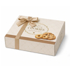 Beige Lattice Foldable Cookie Paper Box with Champagne Gold Ribbon Bow