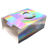 Holographic Iridescent Die Cut Heart Handle Square Cake Packaging Box Wholesale