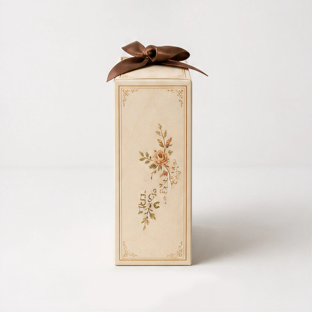 Vintage Rose Window Cookie Gift Box with Ribbon Closure