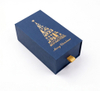Navy Blue Slide Drawer Rigid Christmas Gift Box with Gold Foil Print