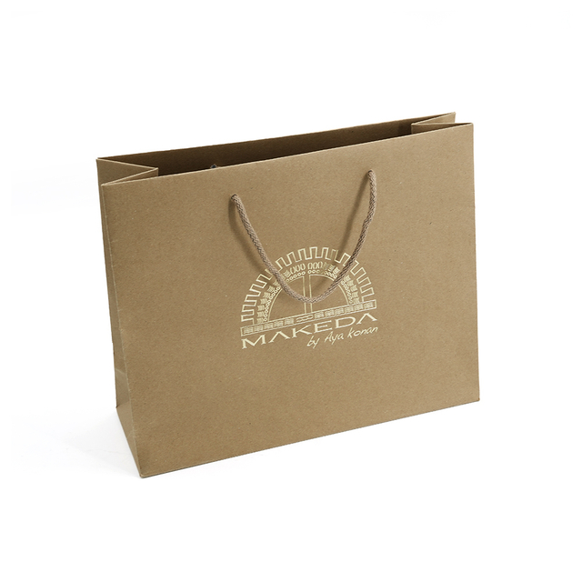 Eco-Friendly Brown Kraft Paper Bag with Gold Foil Logo