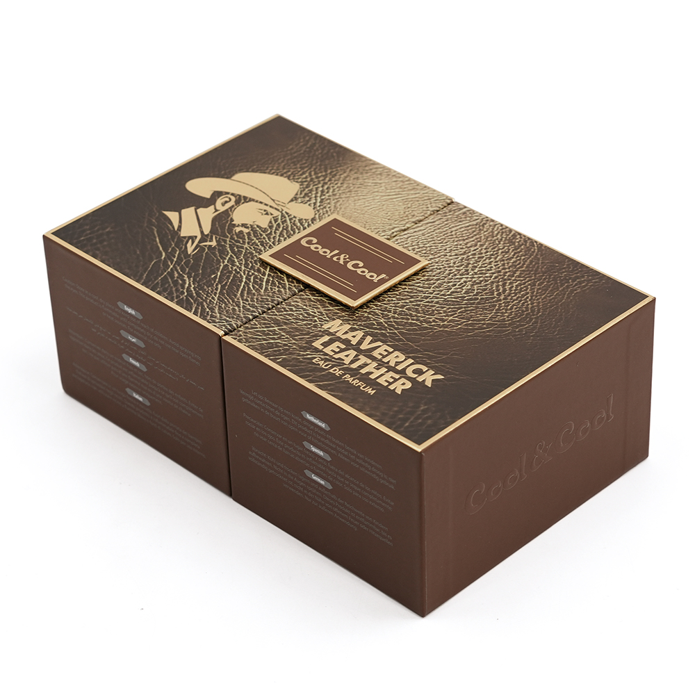 Brown Double Swing Door Rigid Men’s Perfume Box