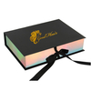 Custom Holographic Magnetic Flip Rigid Gift Box with Pink Satin Lining for Hair Extensions