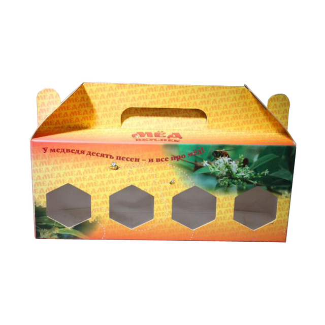 Custom Gable Top Foldable Honey Gift Box With Clear Window & Carry Handle