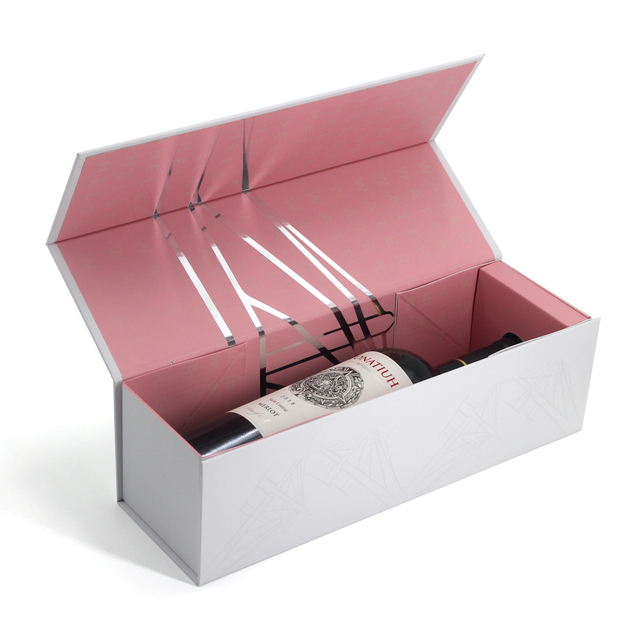 Creative Foldable Multi Panel Wine Gift Box With Pop Up Bottle Holder