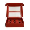 Custom Red Flip‑Lid Hot Sauce Gift Box With Dual Clear PET Window & 6‑Jar Insert