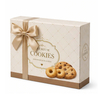 Beige Lattice Foldable Cookie Paper Box with Champagne Gold Ribbon Bow