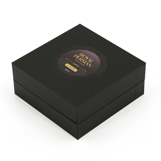 Flip Top Rigid Box Luxury Black Caviar Gift Box with Satin Lining