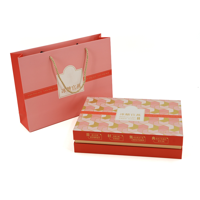 Two Piece Rigid Set Up Box for Bottled Bird Nest Gift Packaging with Paper Carry Bag