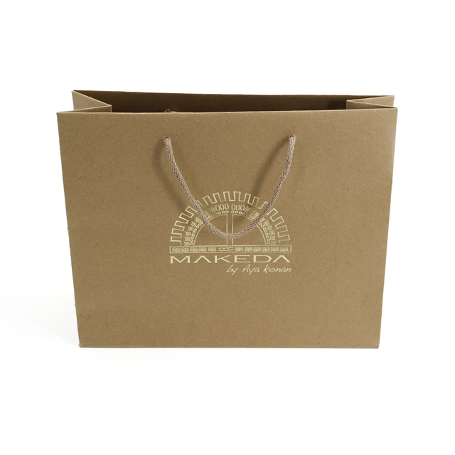 Eco-Friendly Brown Kraft Paper Bag with Gold Foil Logo