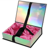 Custom Holographic Magnetic Flip Rigid Gift Box with Pink Satin Lining for Hair Extensions